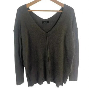 ANGL Brown Knit Sweater Exposed Seams V Neck Grunge Punk Women's Size S/M